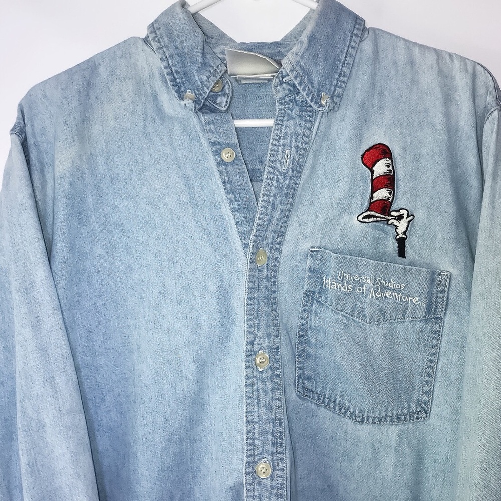 Vintage · RARE Cat in the Hat chambray button up
